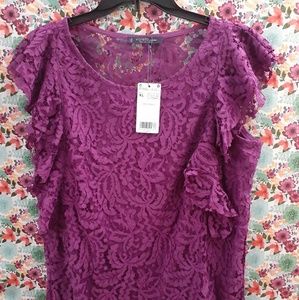 SOLD$$Mango lace purple shirt. Plus size XL